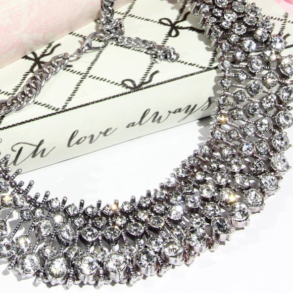 ZARA Limited Edition Sparkling Art Deco Sparkling Crystal Necklace - Picture 5 of 7
